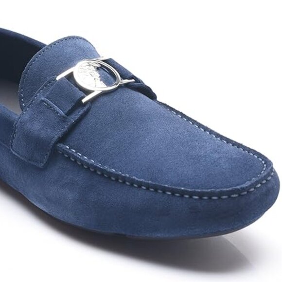 Versace Collection Men's Medusa Suede Leather Driving Shoes Loafer Size: EU 43 - Picture 2 of 13